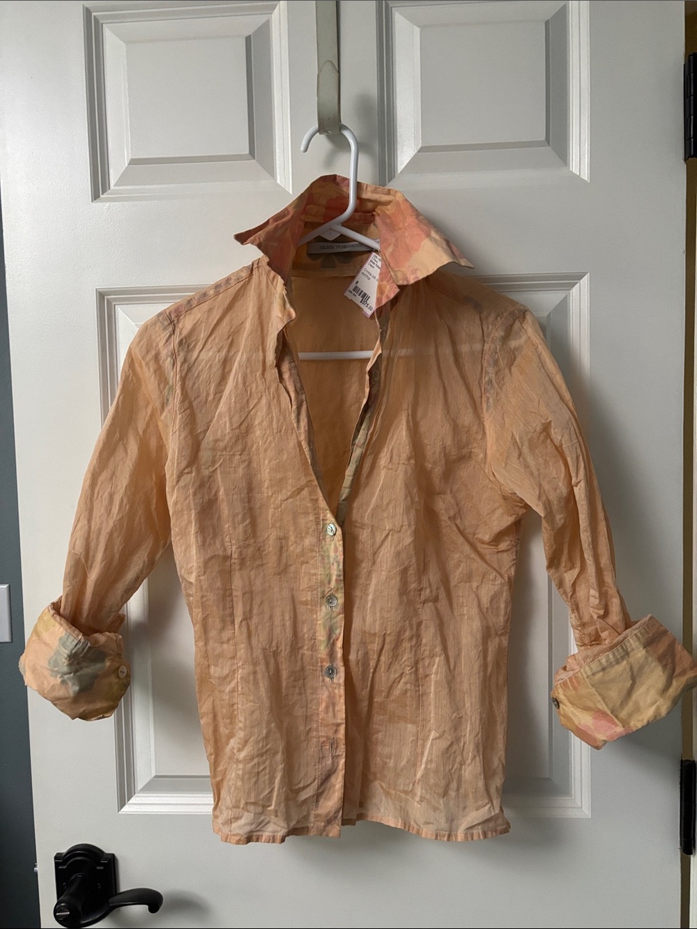 Silvia Tcherassi Peach Button-Up Shirt - Lightweight Long Sleeve